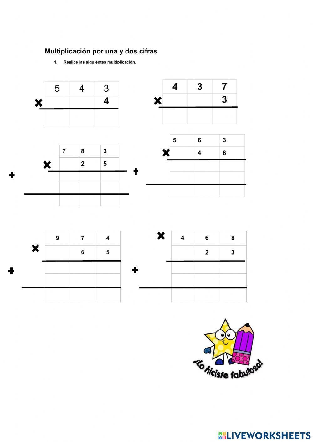 Multiplicación por una y dos cifras