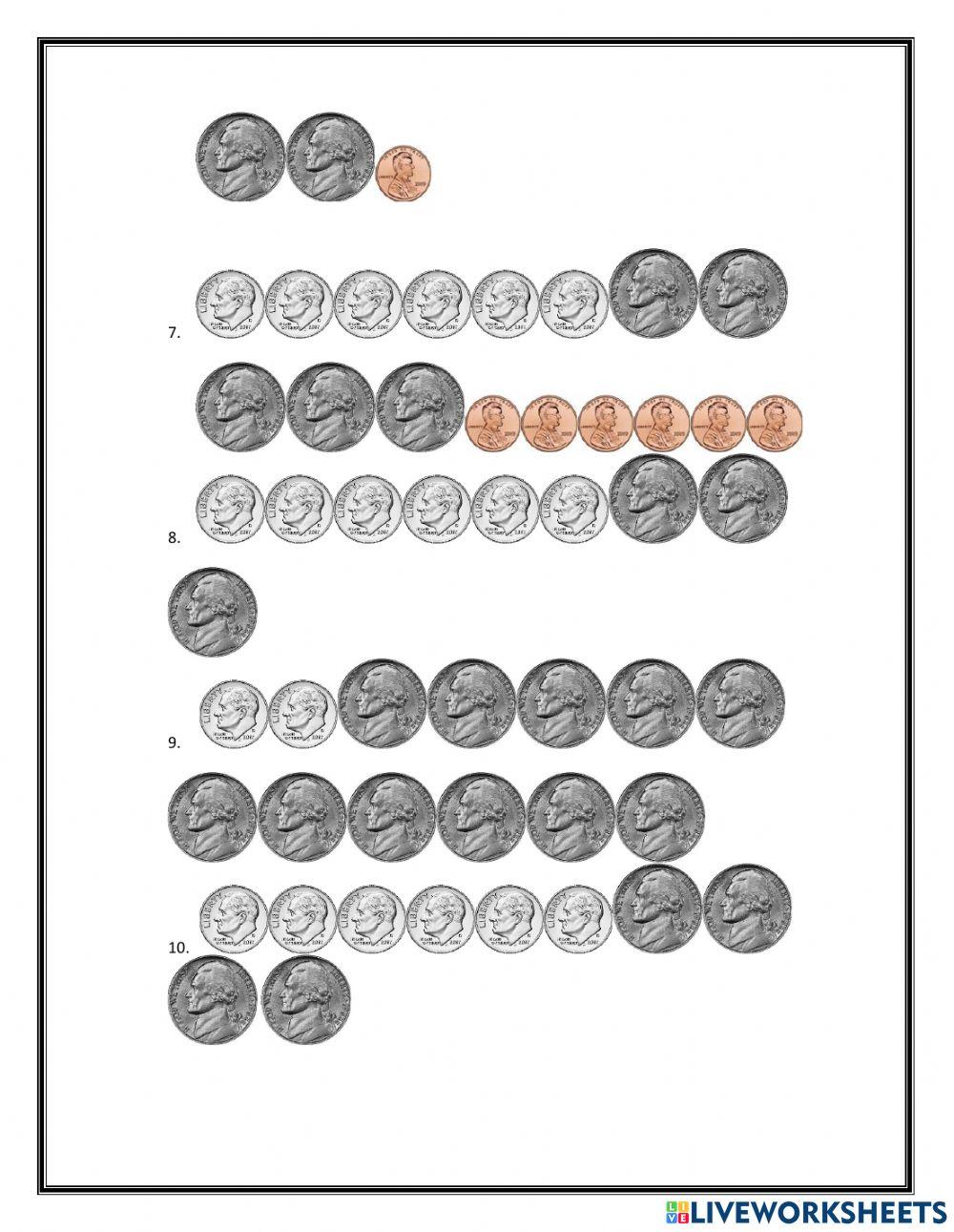 Counting Nickels, Dimes, Pennies