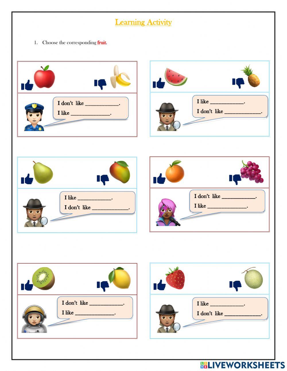 Fruit - Like-don't like