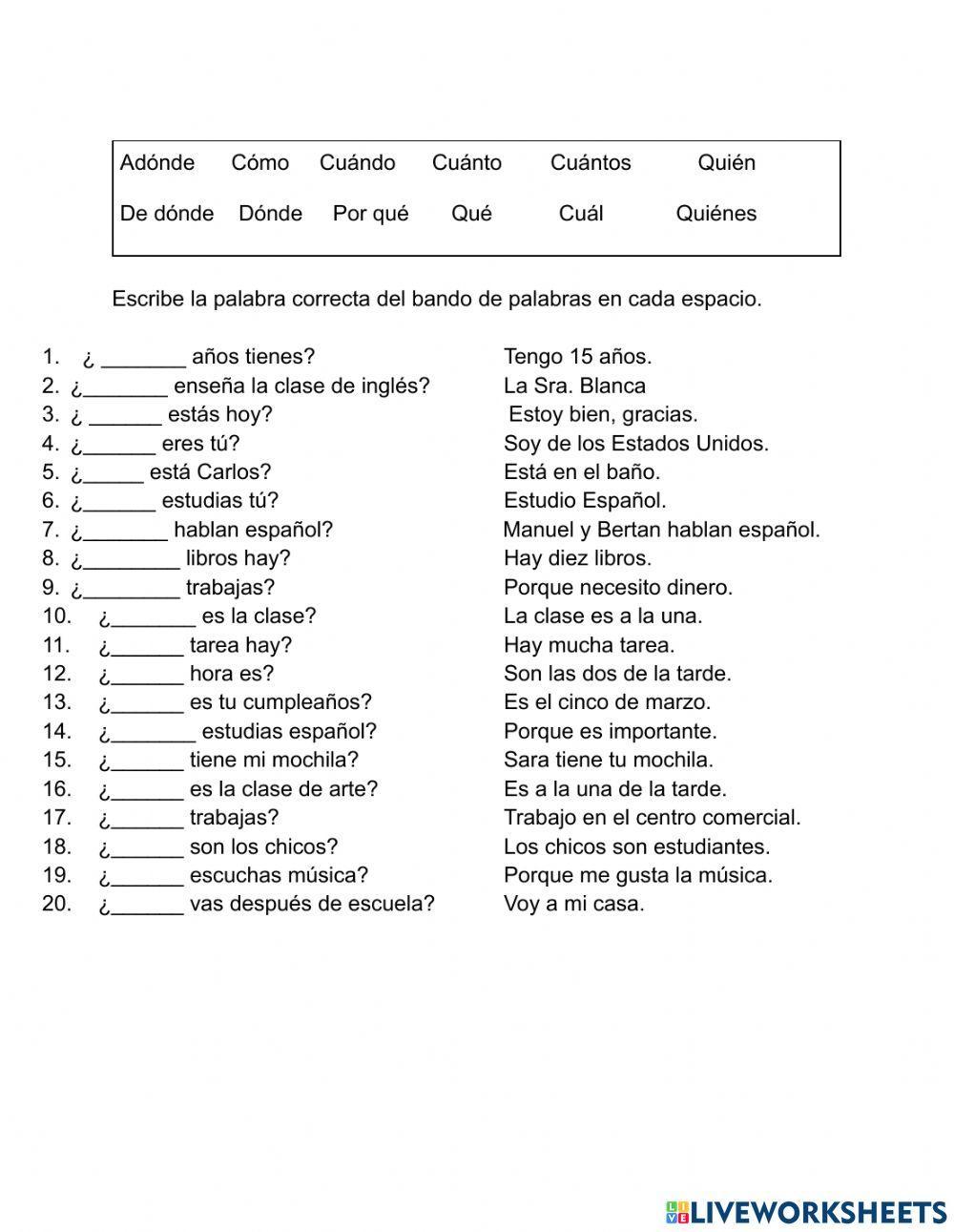 Asking Questions in Spanish: Question Words and Examples - Spanish Learning Lab