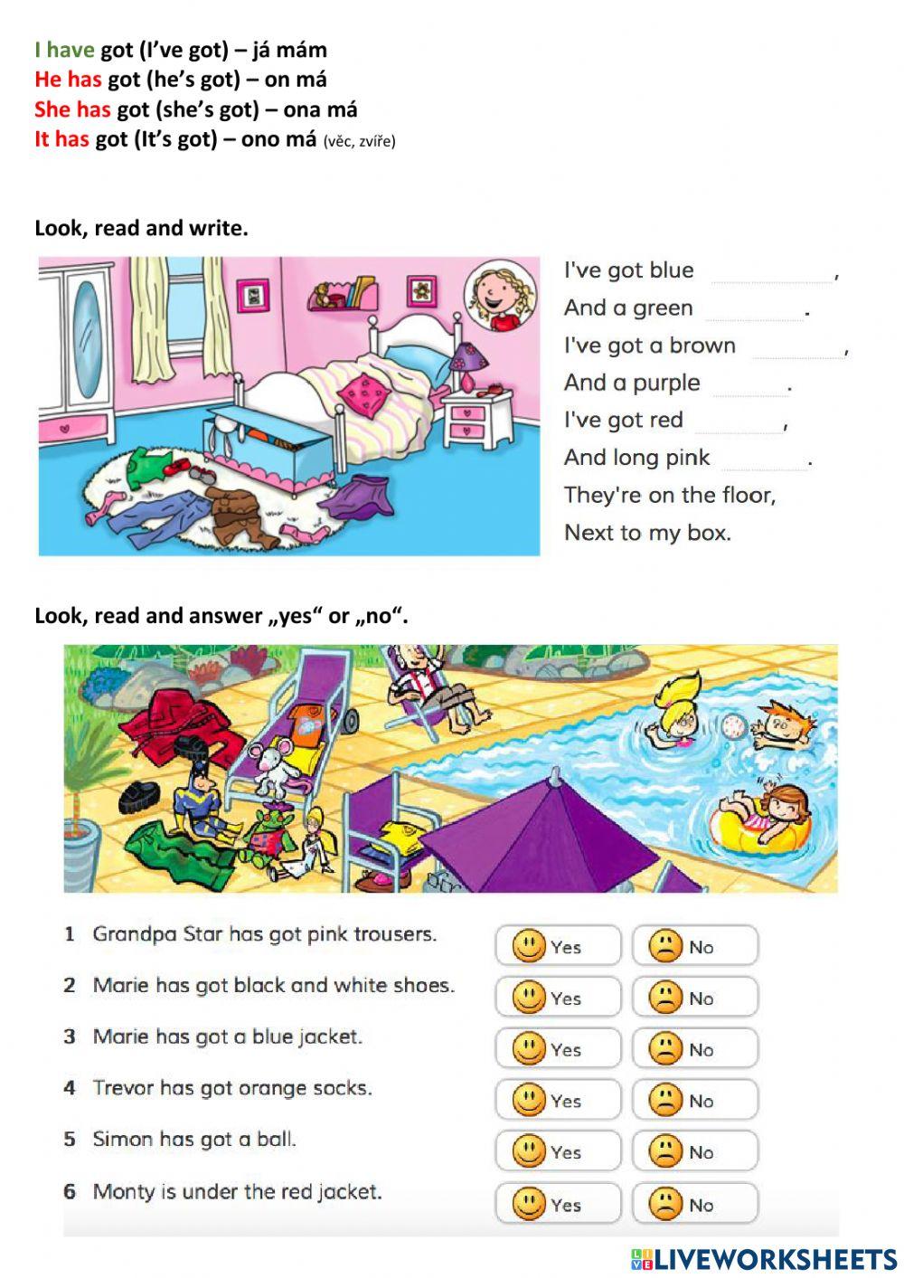 I have got (she has-he has) - clothes