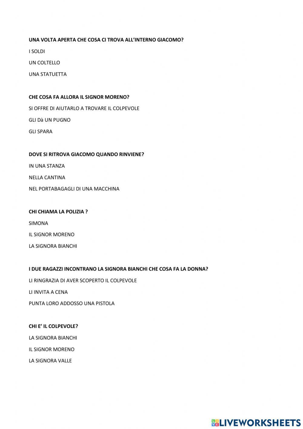 VERIFICA IL MISTERO DI VIA DEI tULIPANI