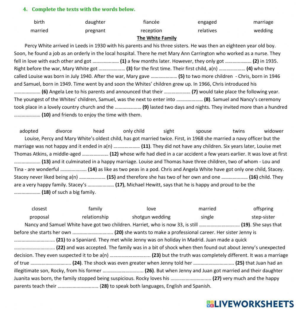 Thematic Vocabulary B1-B2 - Family