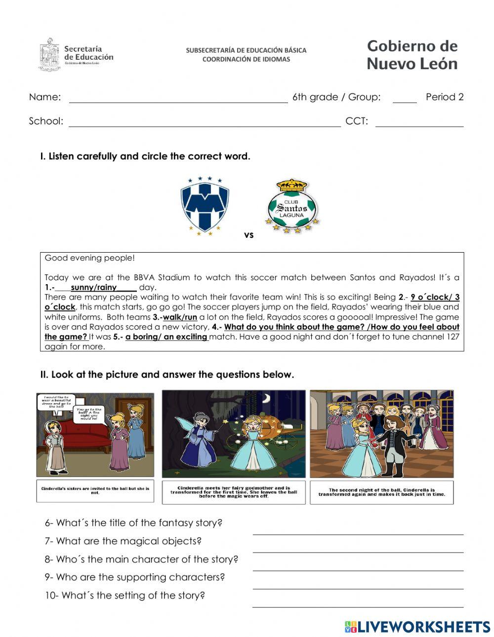 Trimester exam 6th grade 2