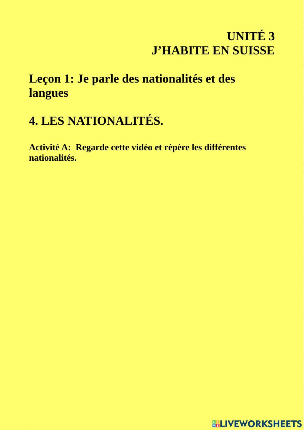 Les nationalités