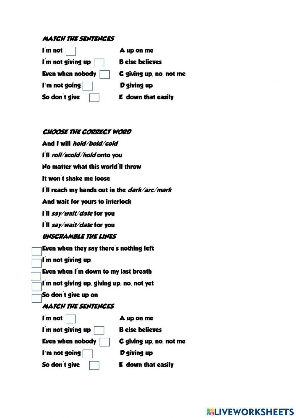 Song: Don't give up on me