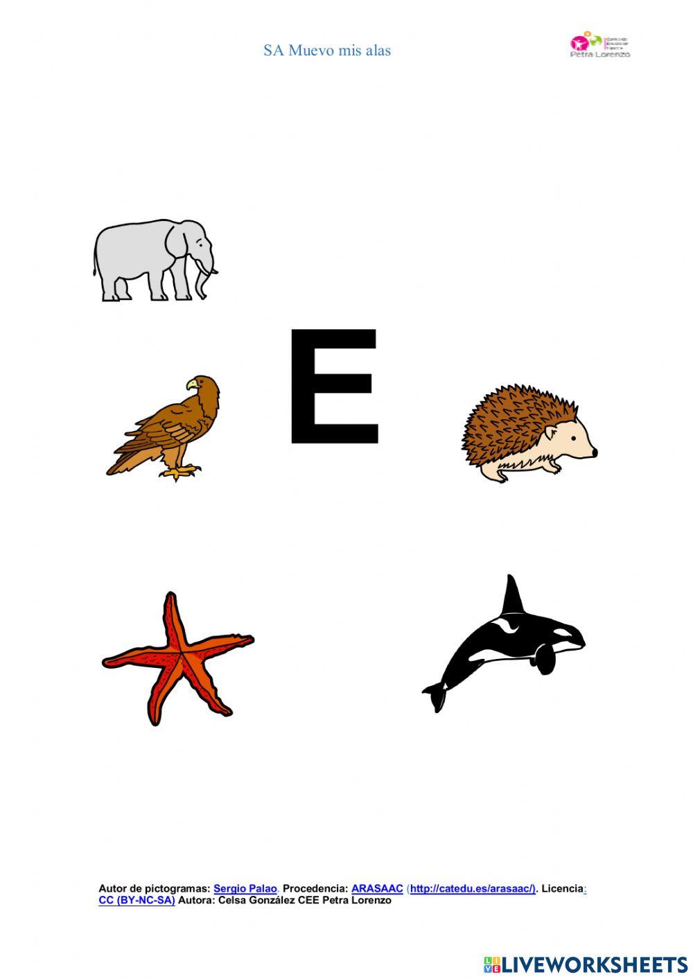 Une la vocal con las imágenes que empiezan por ella