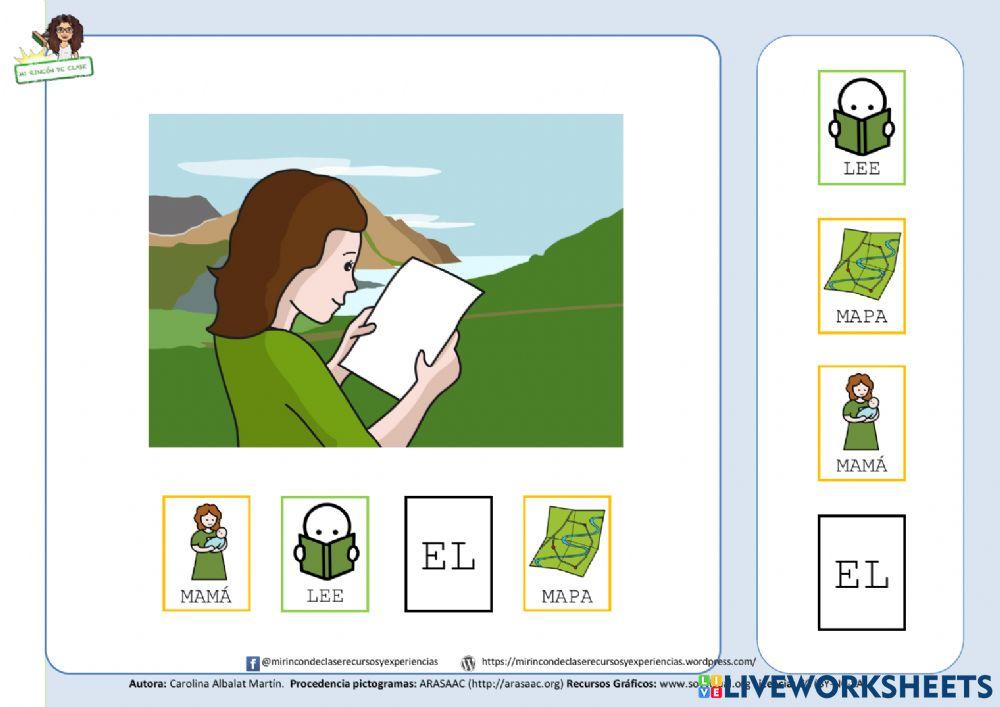 Frase: mamá lee el mapa