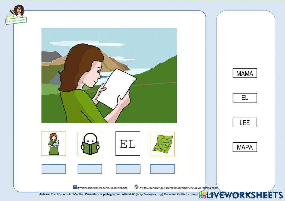 Frase: mamá lee el mapa