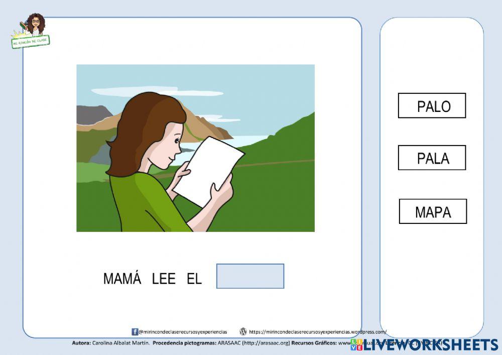 Frase: mamá lee el mapa