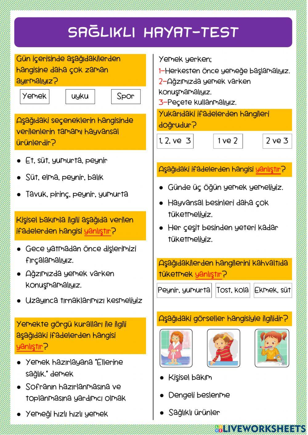 Sağlıklı Hayat test