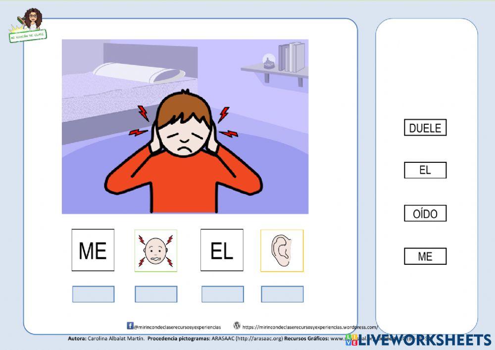 Frase: me duele el oído