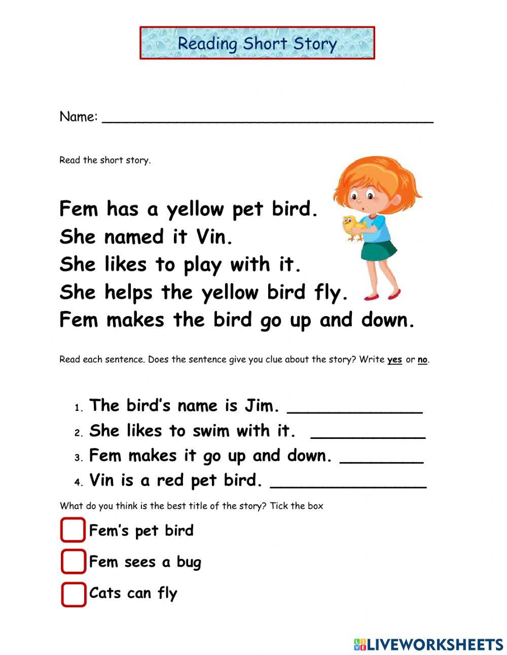 Day 2 Short Story Interactive Activity Live Worksheets