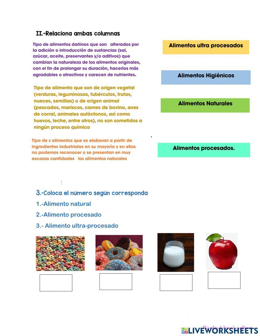 Alimentos Naturales y alimentos procesados