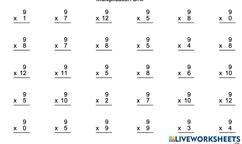 Multiply by 9 Multiply by 9