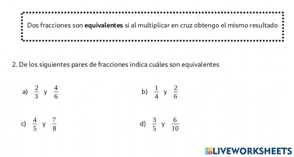 Fracciones equivalentes 2