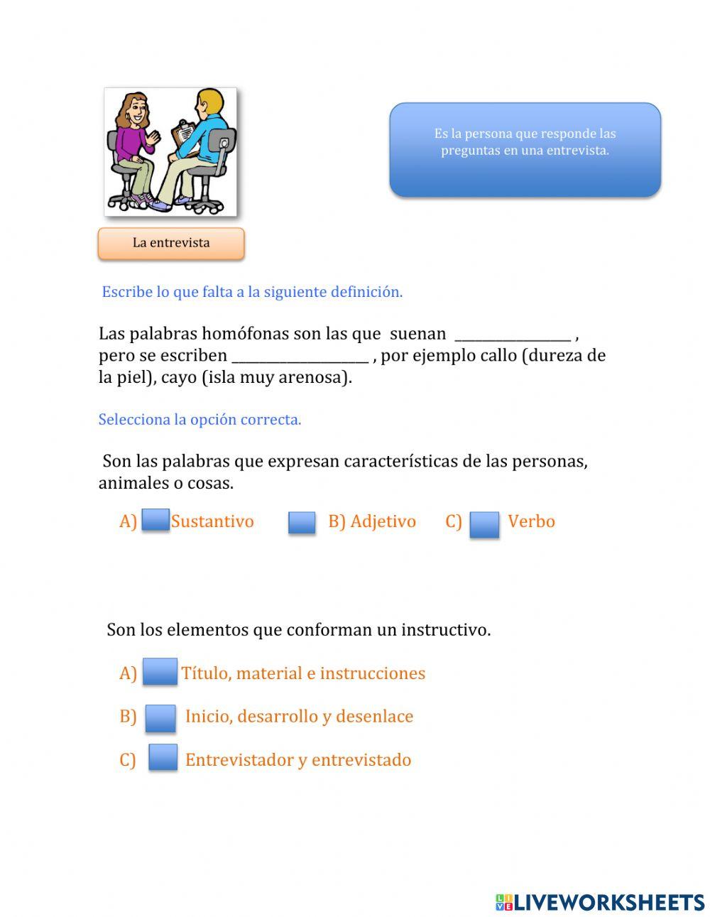 EXAMEN TRIMESTRAL DE ESPAÑOL 2DO