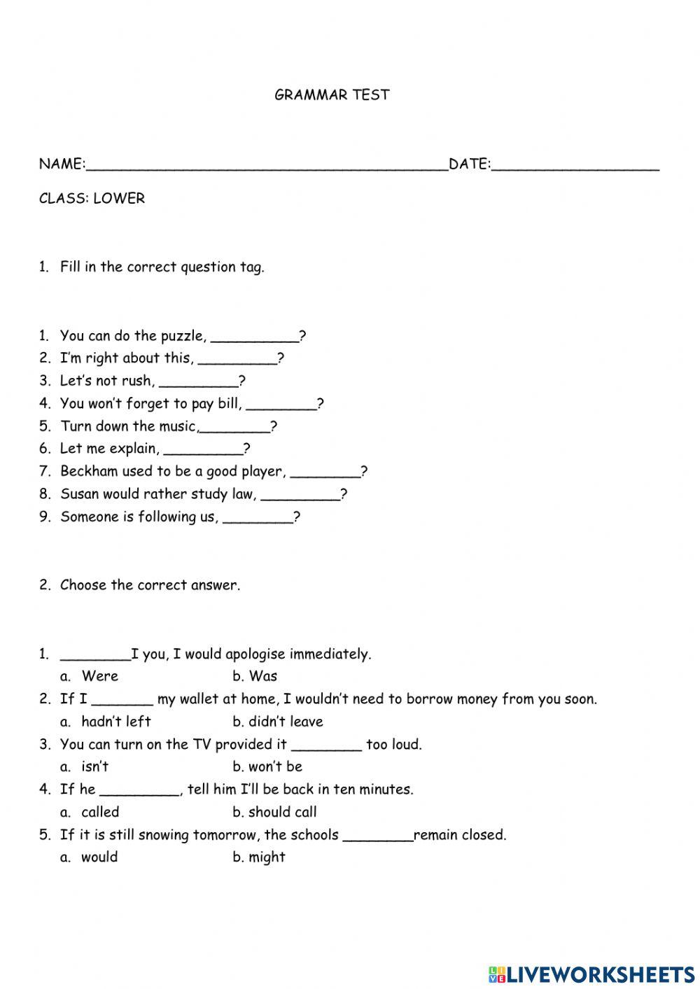 Conditionals - question tags