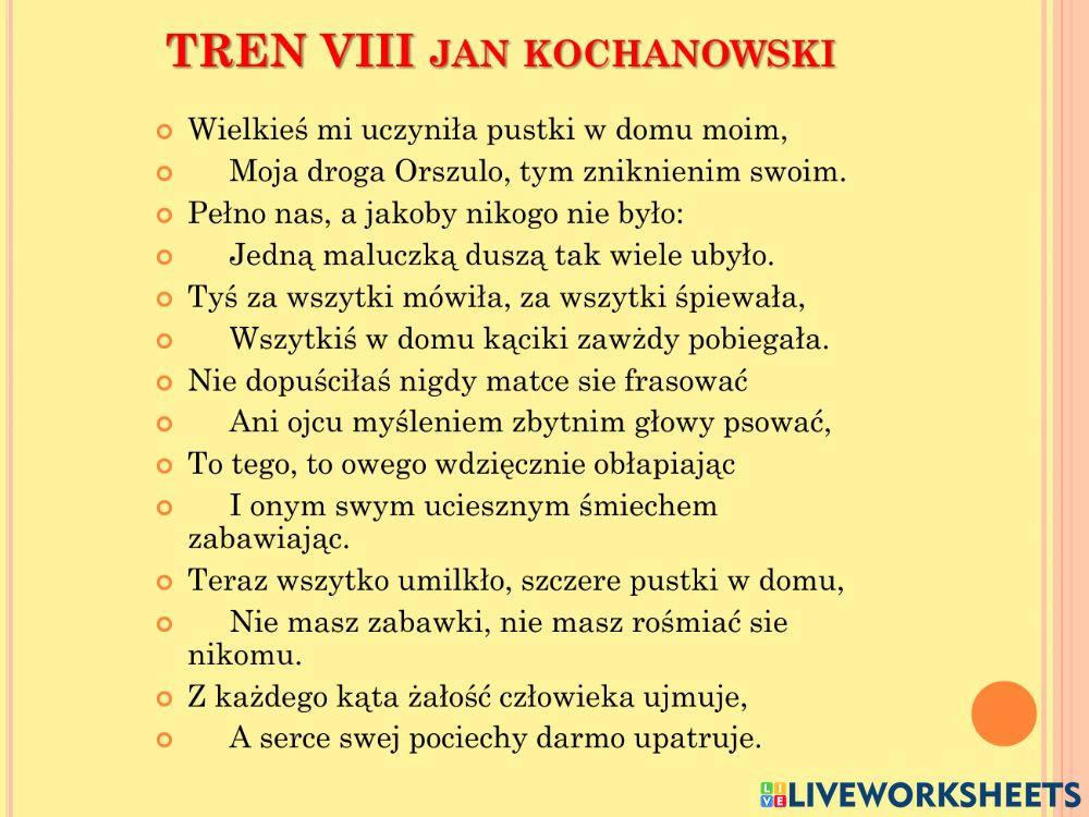 Jan Kochanowski tren VII i VIII