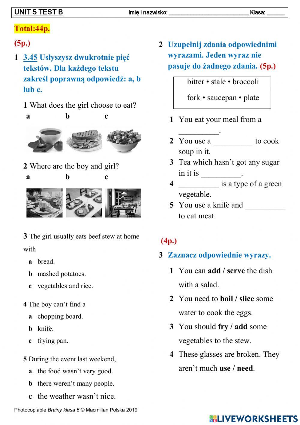Brainy Klasa 6 Testy Pdf Unit 5 6463381 | Brainy 6 unit 5 test | aniaeste