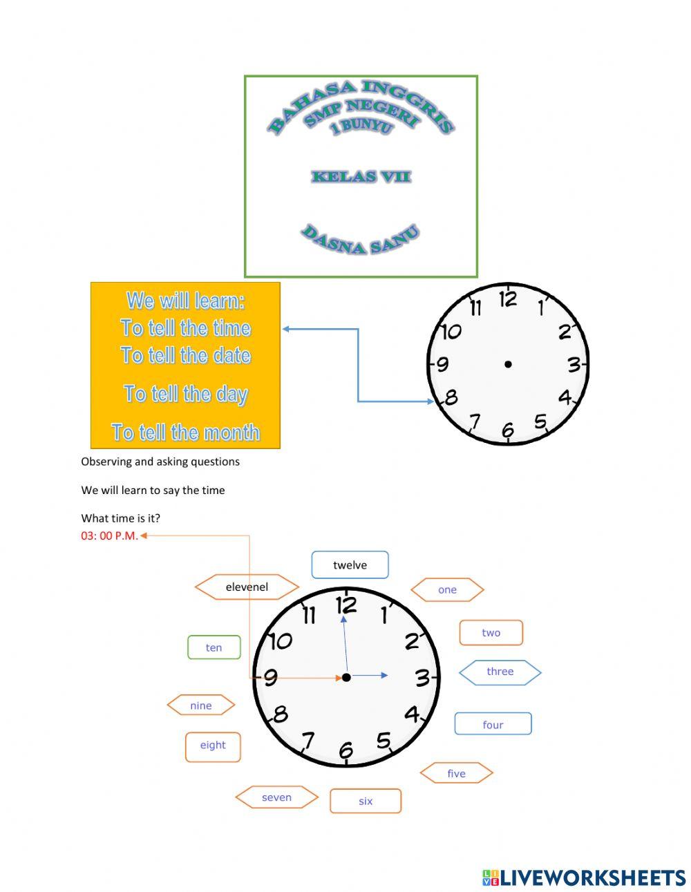 What time is it ? worksheet | Live Worksheets