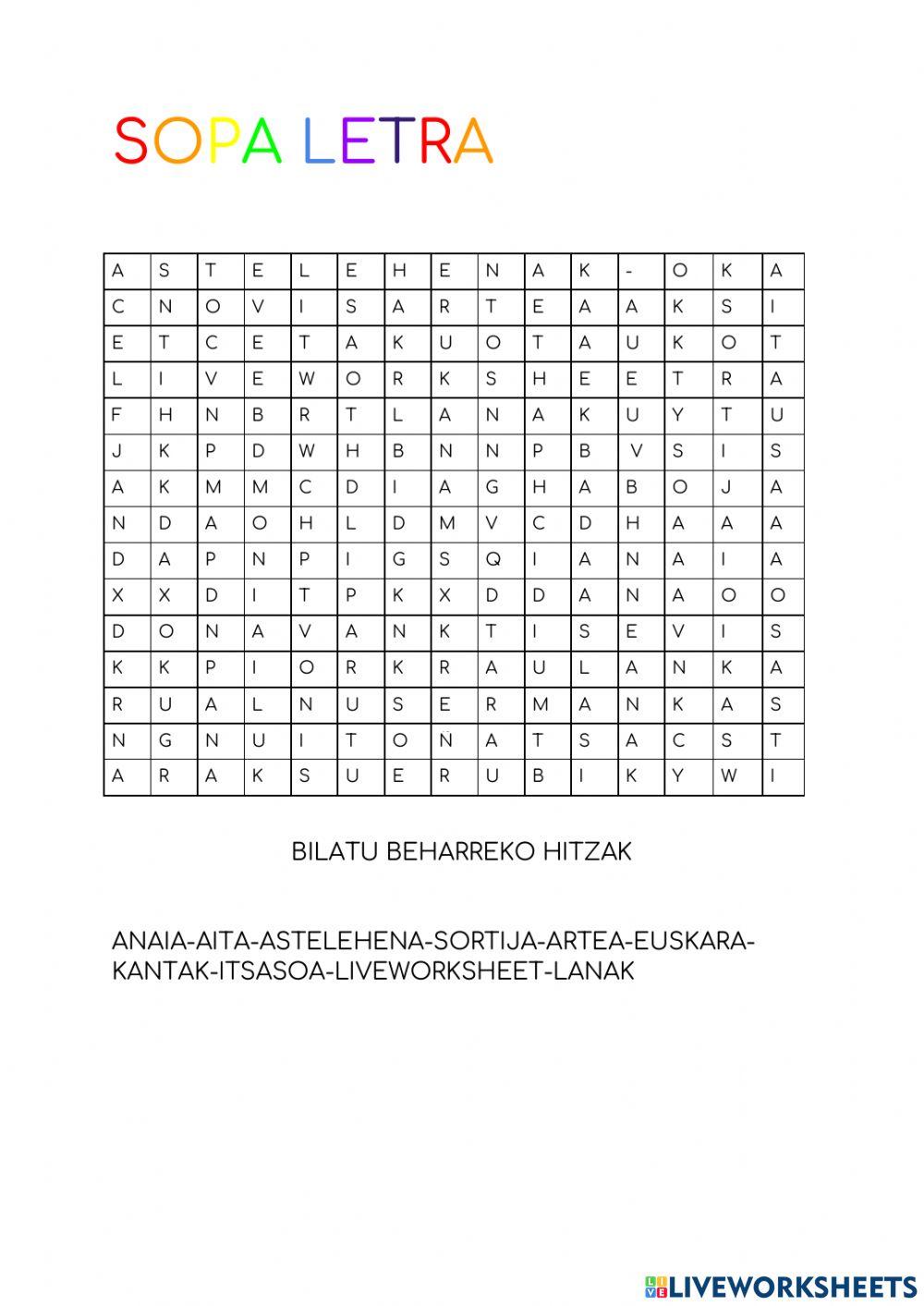 Sopa letra by Salma Sopa letra by Salma