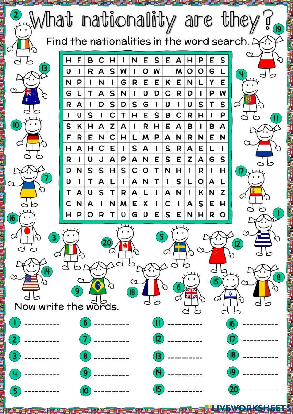 What nationality are they? - word search