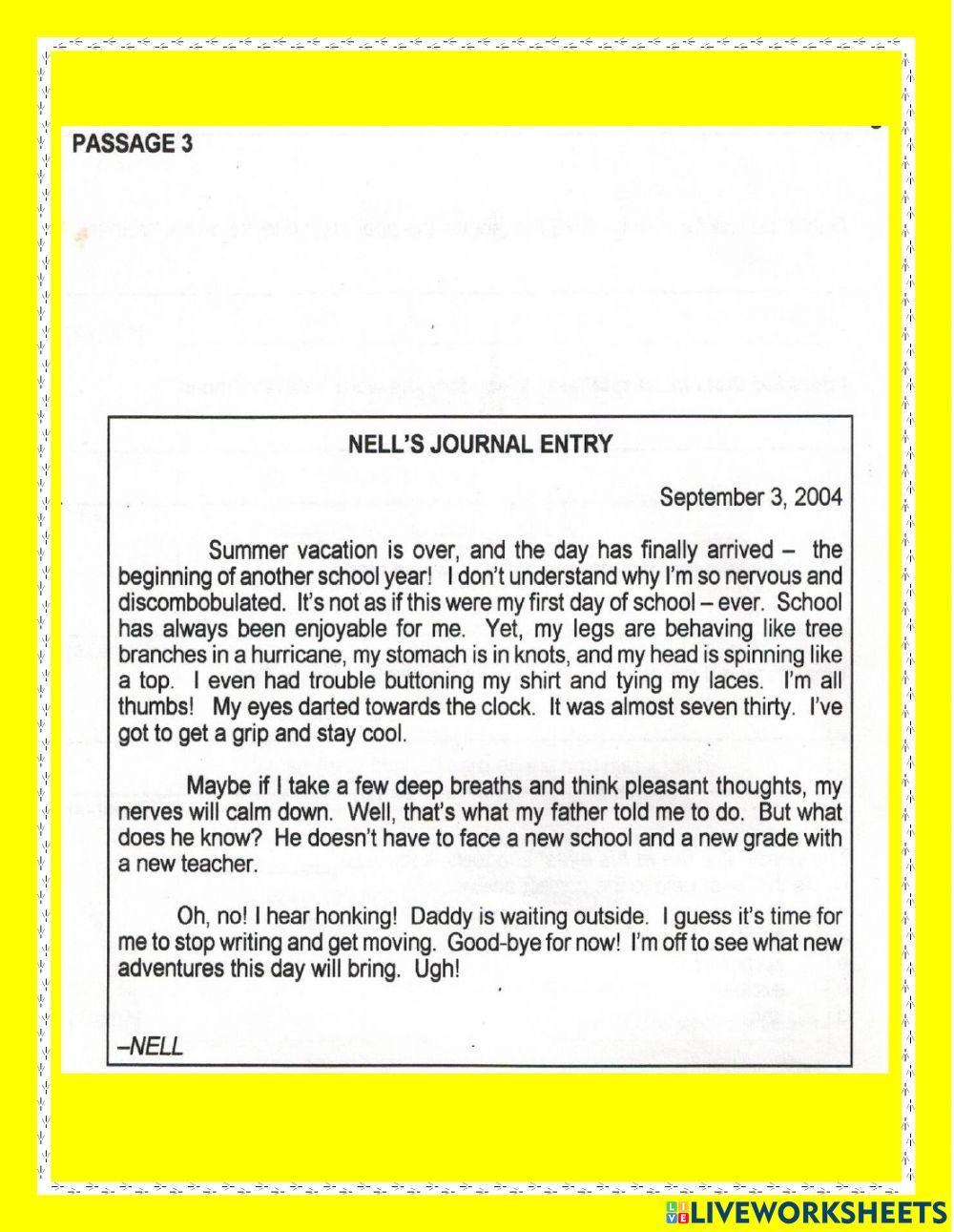 Reading Comprehension GLAT practice 