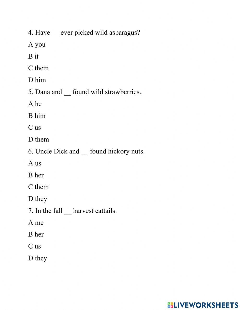 Subjective and Objective pronouns