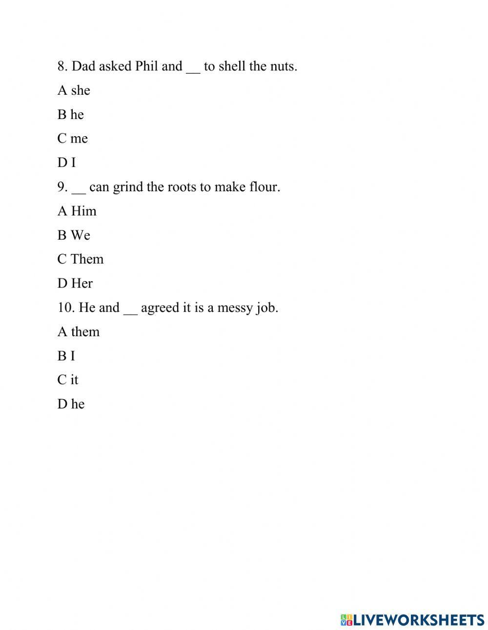 Subjective and Objective pronouns