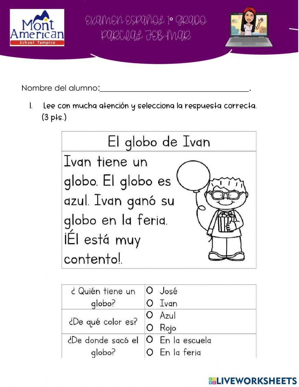 Examen español 1º