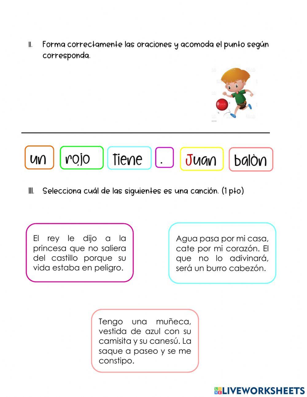 Examen español 1º