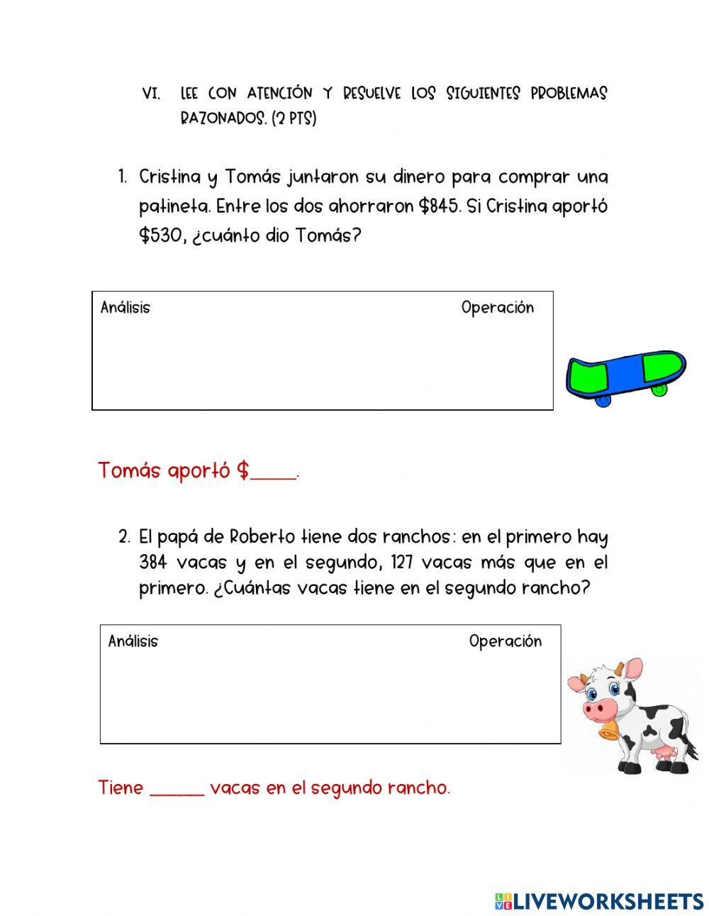 Examen matemáticas 2º
