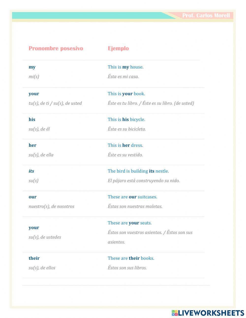 Pronombres posesivos