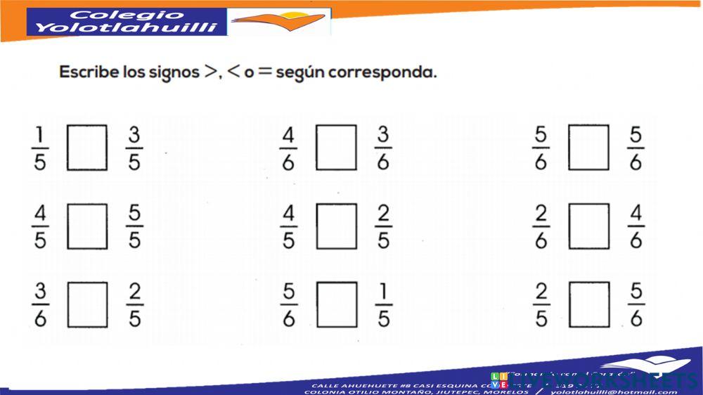 Mayo y menor de fracciones