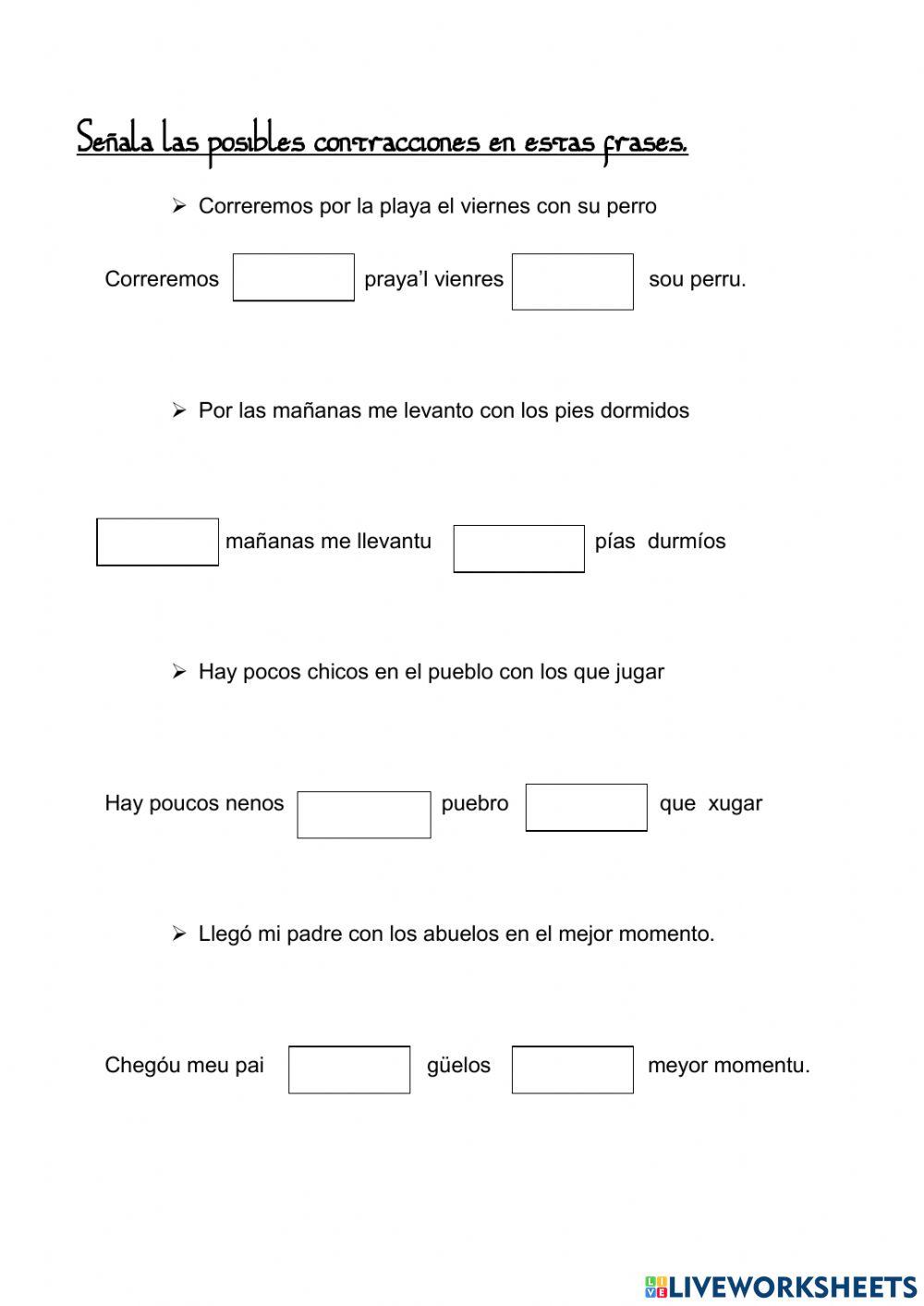 Llionés. CONTRACCIONES(prepos.+artículo).3º-4º de primaria