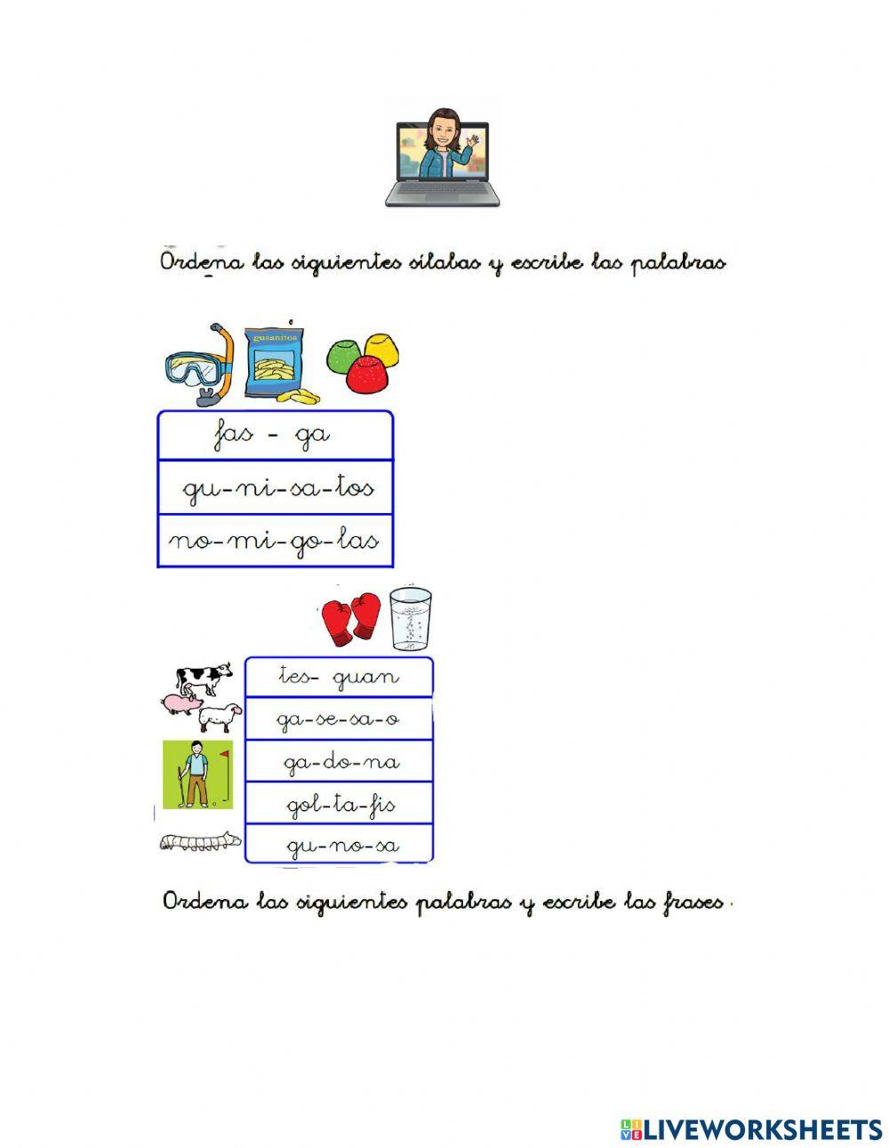 Ordenar palabras y frases