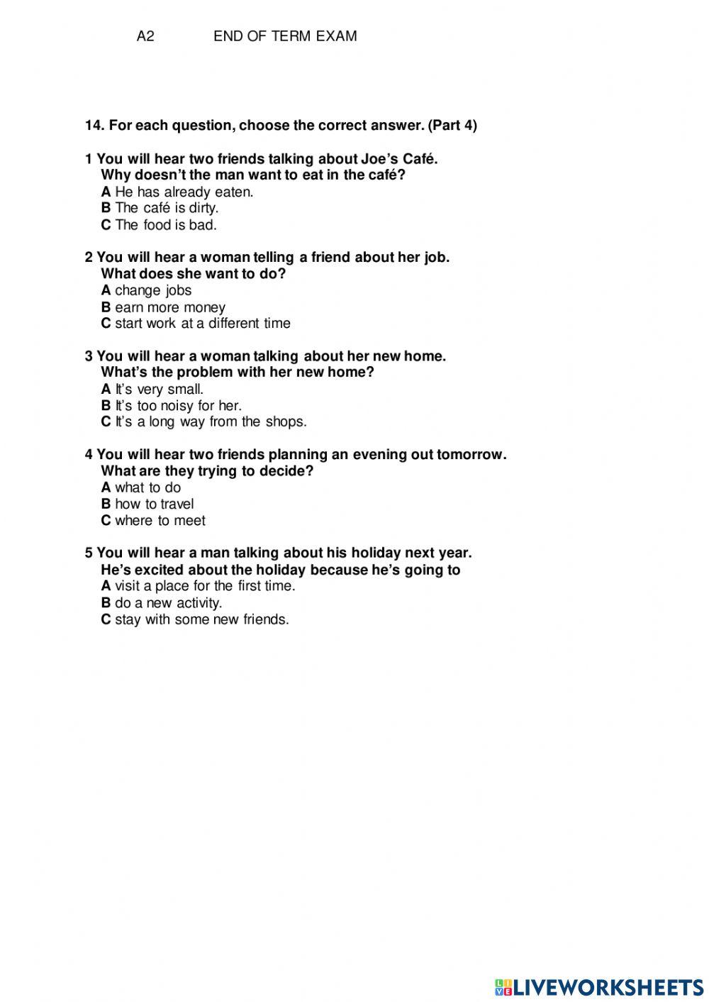 A2+ Listening March 21