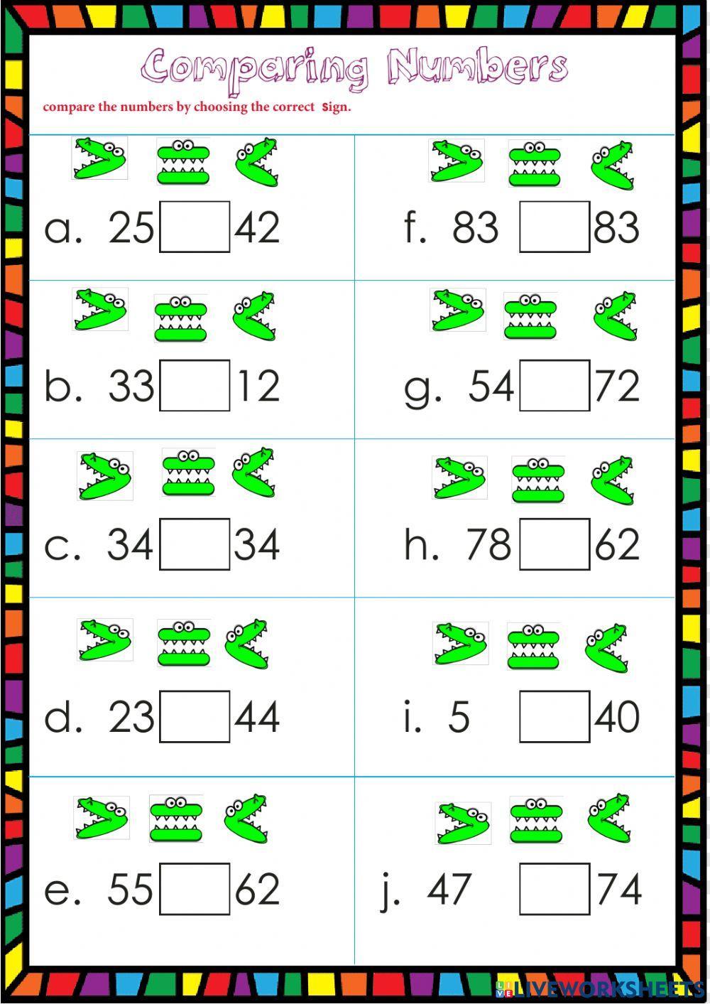 Comparing numbers 1st grade