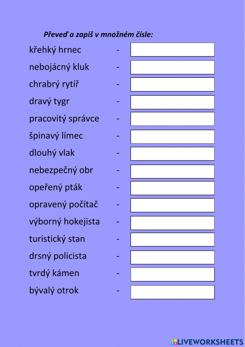 Podstatná jména rodu mužského