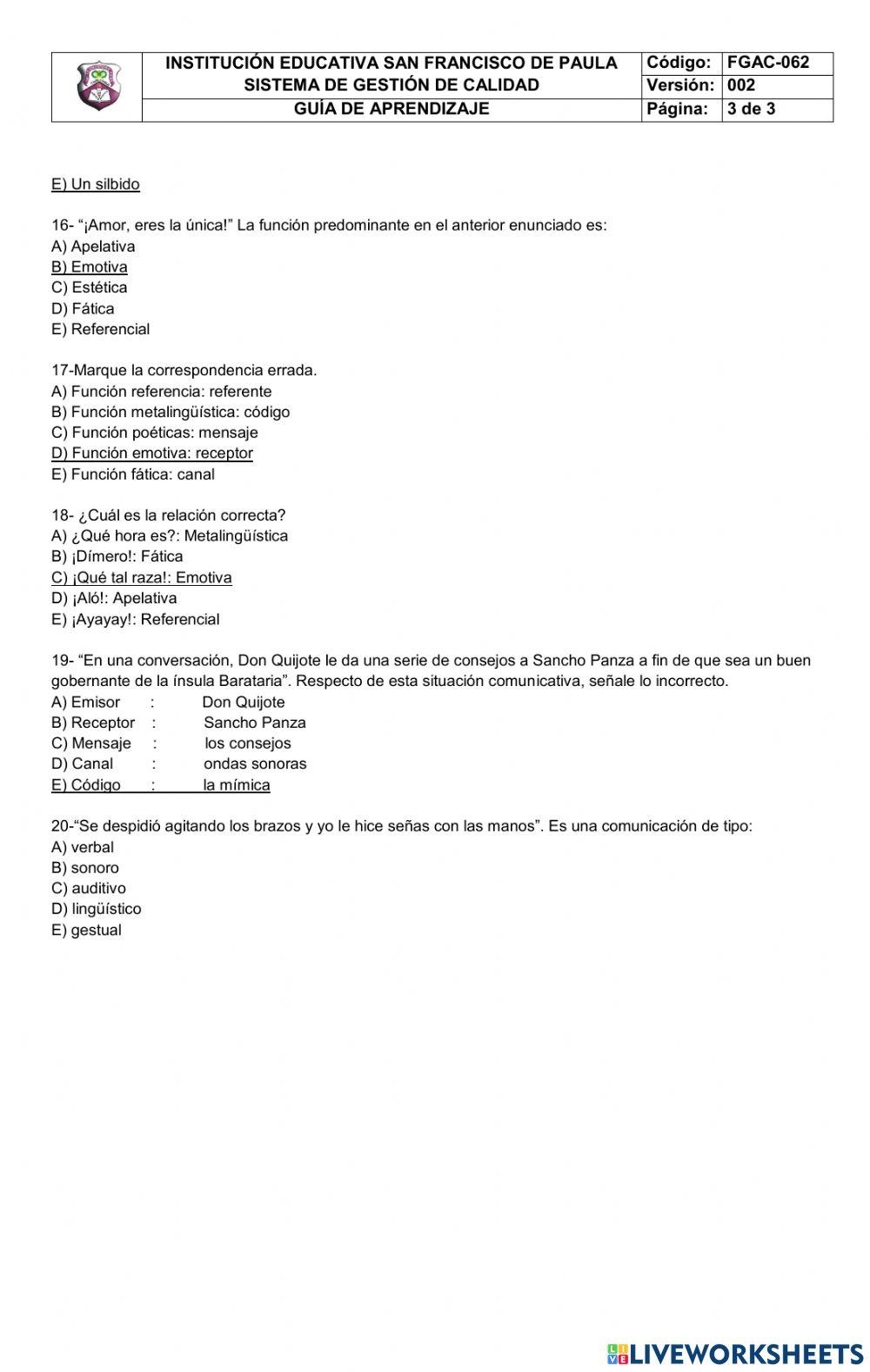 Partes de la oración