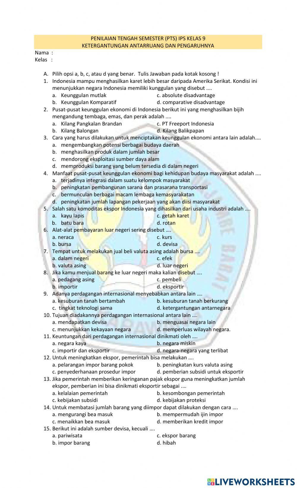 Pts ips genap kelas 9