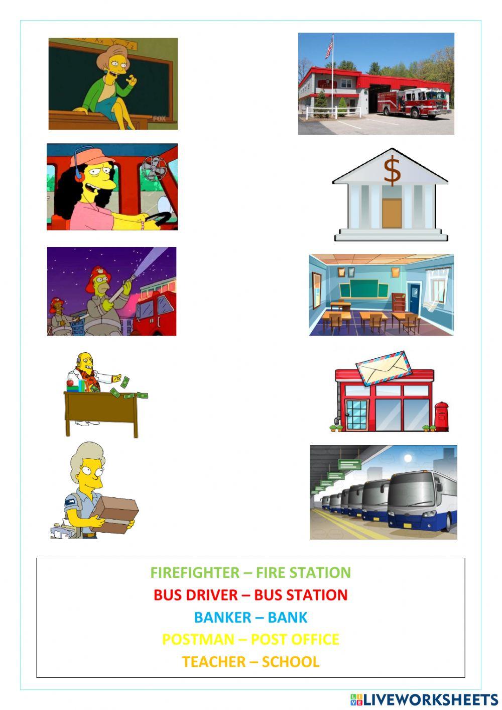 Exam: Jobs and workplaces, who-where-which, Tv studio