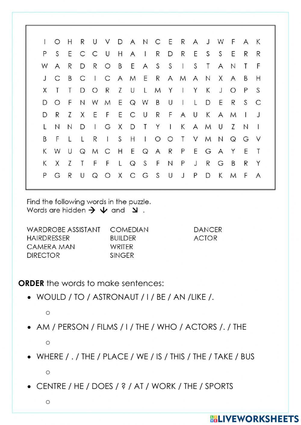 Exam: Jobs and workplaces, who-where-which, Tv studio