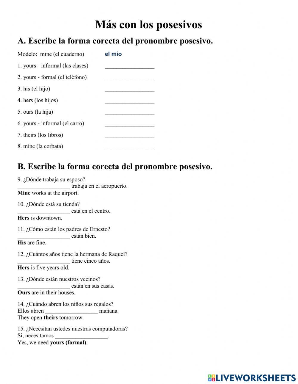 Más con los posesivos