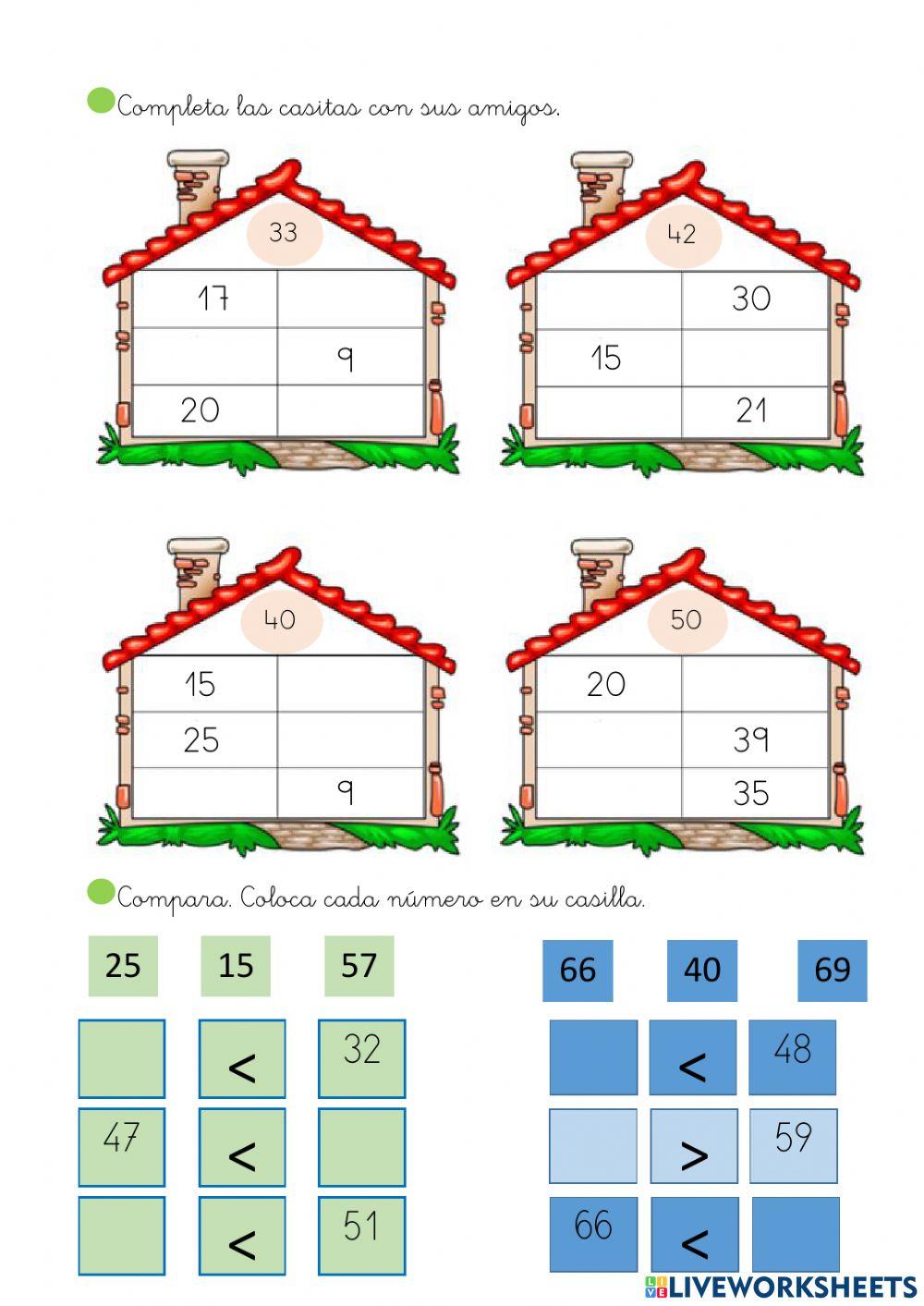 Completa las casitas.