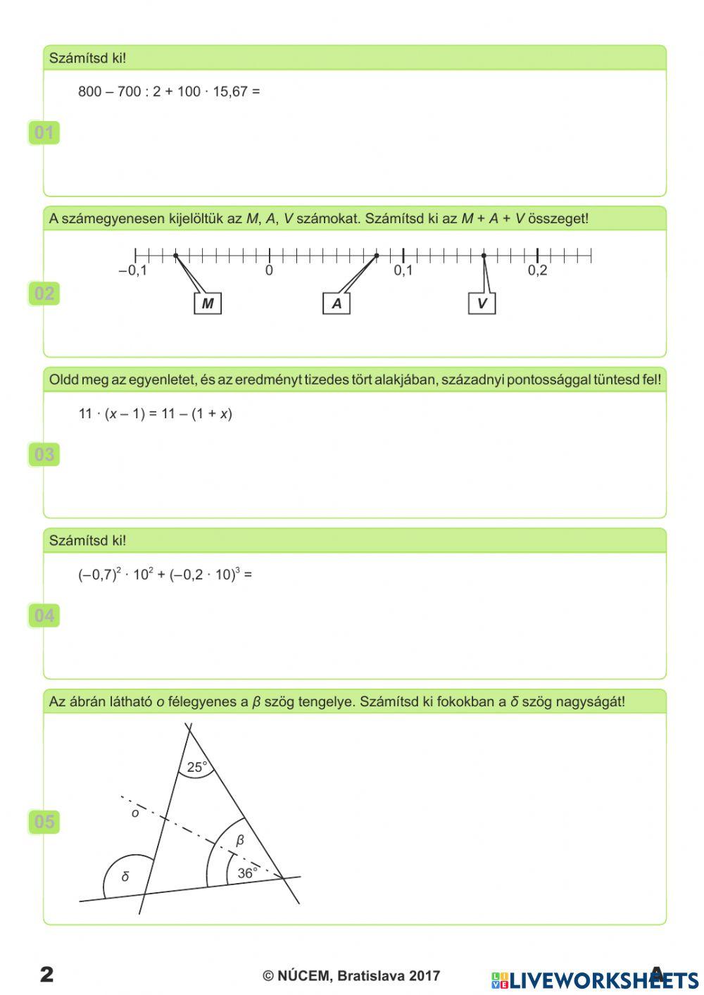 Monitoros feladatsor 2016-2017