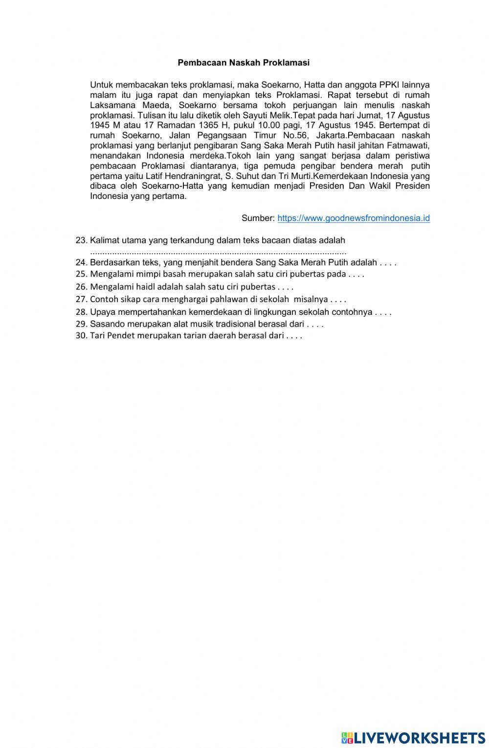 PTS Tema 6 Subtema 1 dan 2