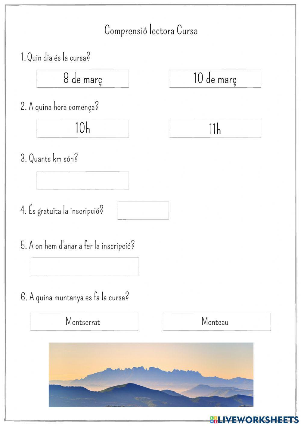 Comprensió Lectora Cursa