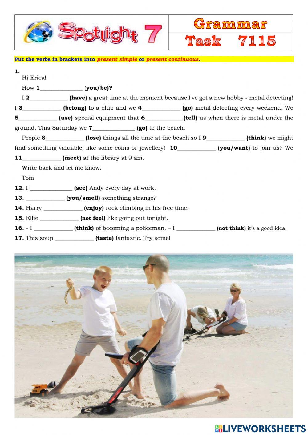 Spotlight 7 Task 7115 worksheet | Live Worksheets